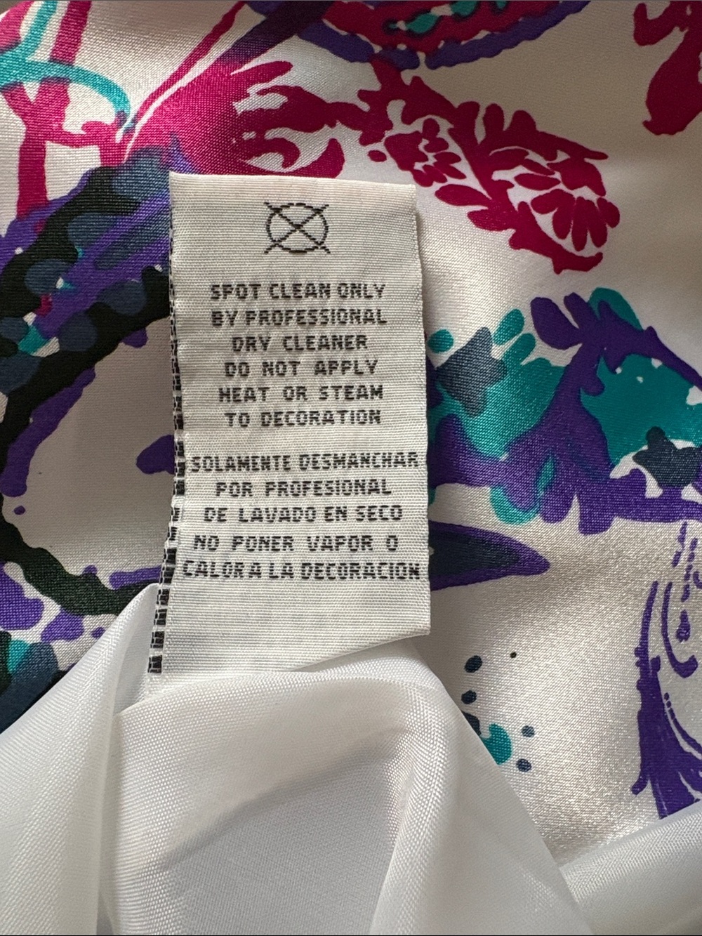 Morgan & Co. White Maxi Dress with Fuchsia, Teal & Navy Print - Size 1-2 - Picture 4 of 8
